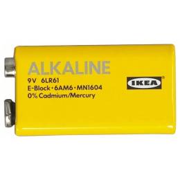 Ikea Alkalisk Alkalin Pil 6LR61 9V, E Block, 6AM6, MN1604