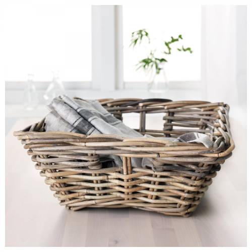 Ikea Byholma Sepet 40x40x18 cm, gri, rattan - 1