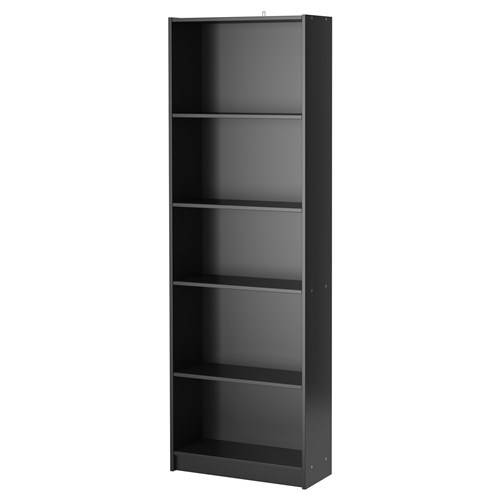 Ikea Finnby Kitaplık siyah, 60x24x180 cm - 0