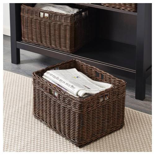 Ikea Gabbig Sepet 29x38x25 cm, koyu kahve, rattan - 1