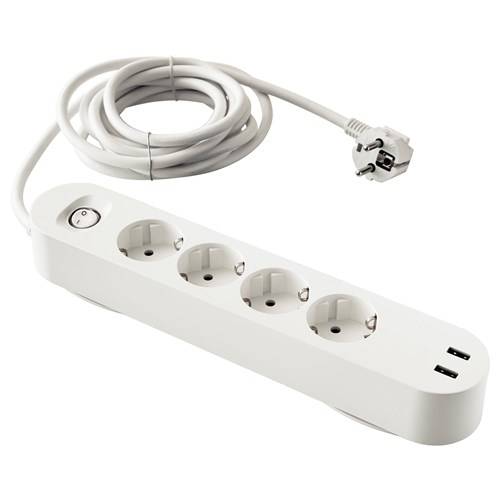 Ikea Koppla 2 Usb Girişli 4lü Priz 3 m kablo - 0