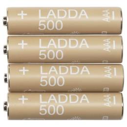 Ikea Ladda Şarj Edilebilir Pil 4 adet AAA, HR03, 500mAh, 1,2 V