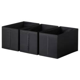 Ikea Skubb Kutu Seti 3 adet, 31x55x33 cm, siyah