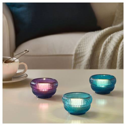 Ikea Vınter 2018 Tealight Mumluk Mavi-Lila 5 Cm - 1